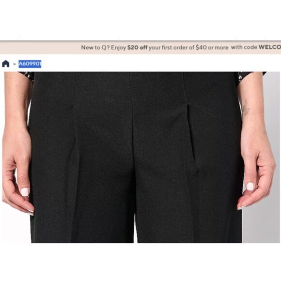 Isaac Mizrahi Live! Timless Twill Wide Leg PantsPitch Black  Tall Medium A609901 - Picture 2 of 2